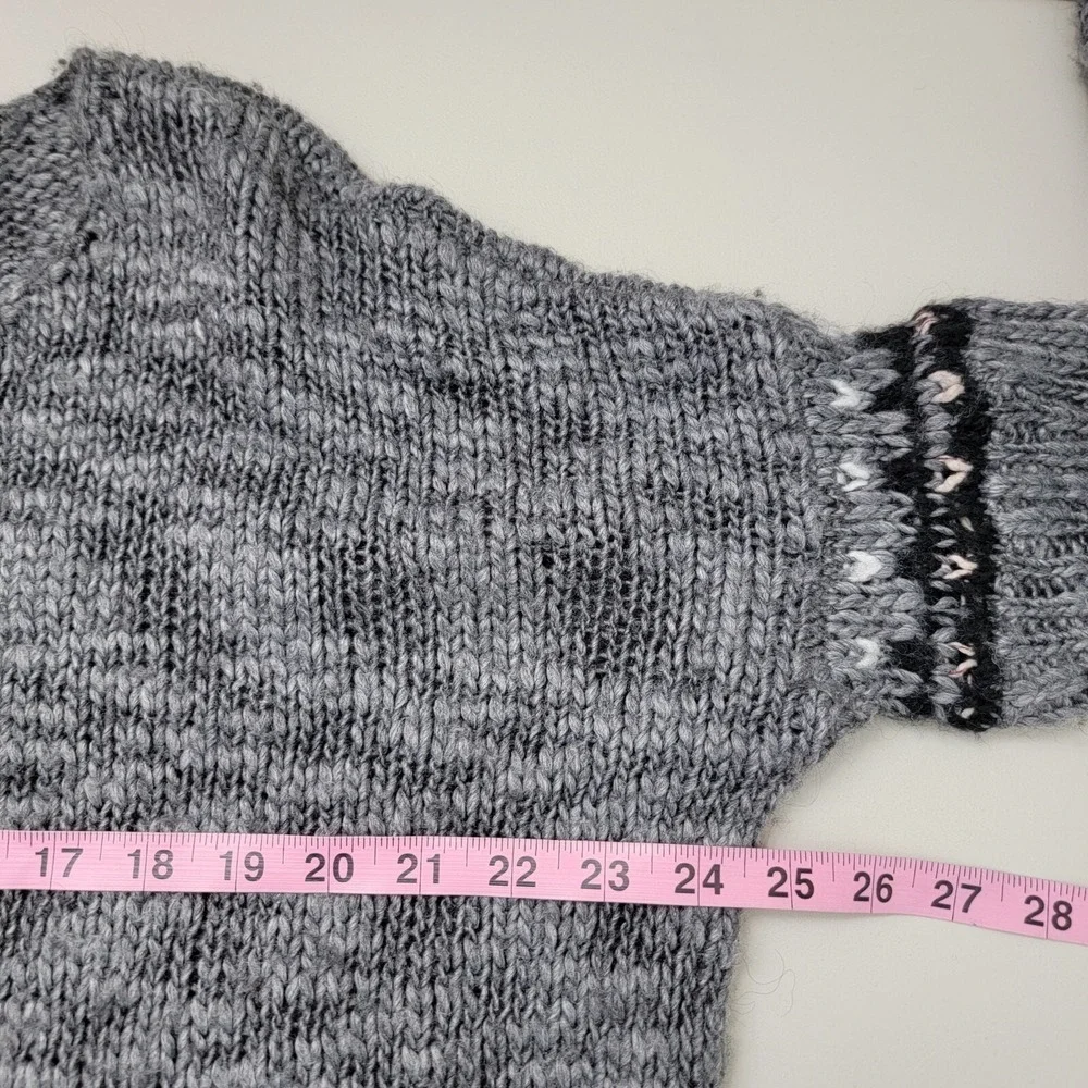 Free People Gray Sweater Womens Size S Wool Blend 3/4 Sleeve Oversized Boxy READ